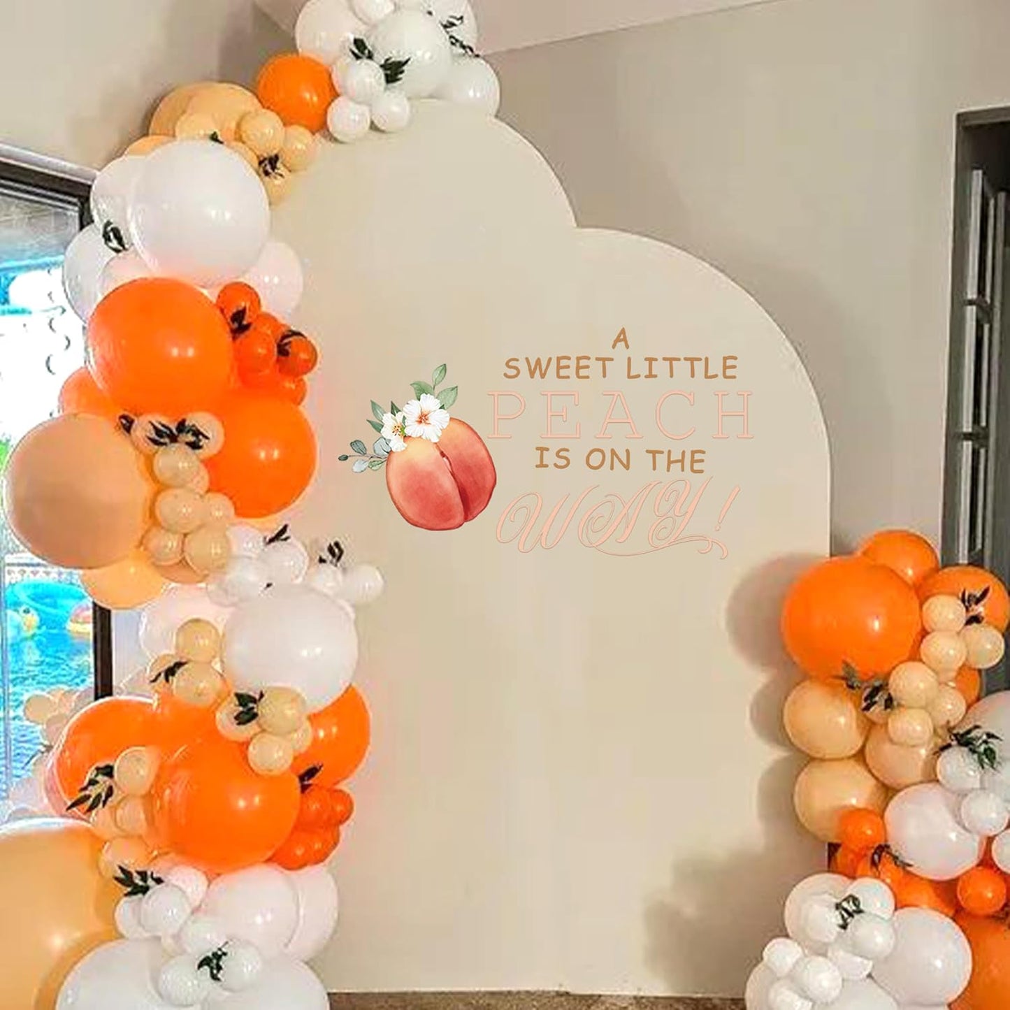 A Sweet Little Peach is On The Way Decal - Gender Reveal Girl or Boy Baby Shower Decal Sign,Gender Neutral Baby Shower Decor(Big Peach)