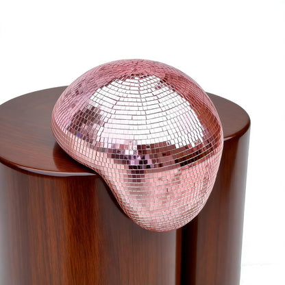 Handcrafted Melting Disco Ball Decor, Sparkling Mosaic Mirror Glass Hanging Ornament for Party, Birthday & Modern Home Decor(Pink)