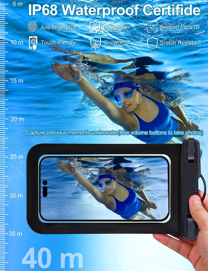 Famoby 3 Pack Multicolor Waterproof Phone Pouch, Cell Phone Waterproof Case Dry Bag,Protection Level: IP68,Beach Cruise for iPhone,Samsung,and More,Lanyard Included,(Fits Up to 8.3"),Black,Blue,Pink