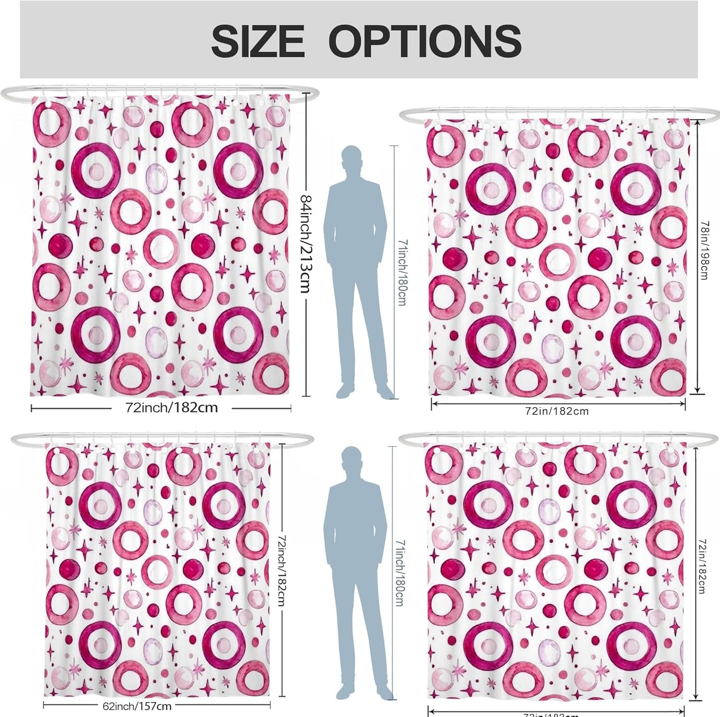 Circle Shower Curtain, Modern Abstract Star Dot Summer Peach Waterproof Fabric Decorative Bathroom Curtain for Bathroom Bathtub Apartment Decor 62x72 Inch