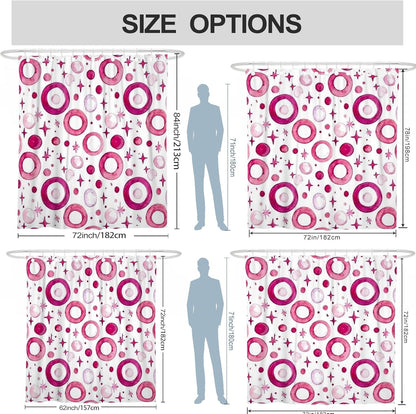 Circle Shower Curtain, Modern Abstract Star Dot Summer Peach Waterproof Fabric Decorative Bathroom Curtain for Bathroom Bathtub Apartment Decor 62x72 Inch
