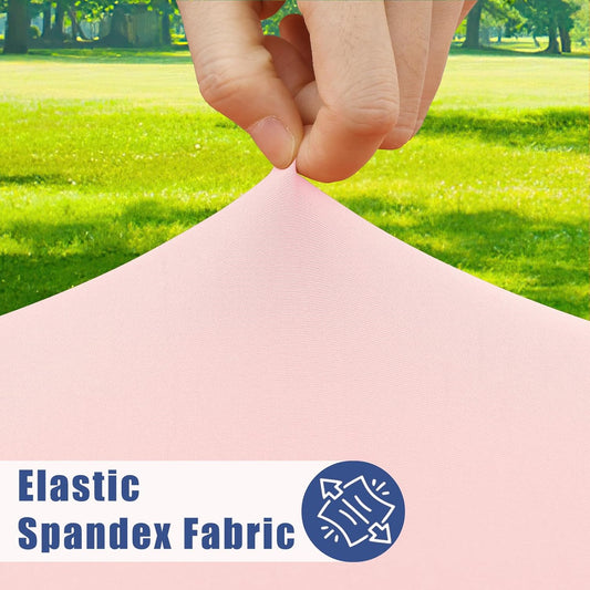 Moosfor Round Spandex Tablecloth 2 Pack, Elastic Fitted Waterproof Tablecloths for 45"-56" Tables, Stretch Washable Picnic Table Cover for Camping, Dining, Indoor and Outdoor, Pink