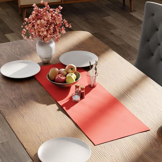 Encasa XO Table Runner 13"x36" Long | Cotton Canvas Fabric | Coral Solid Color | Machine Washable & Durable
