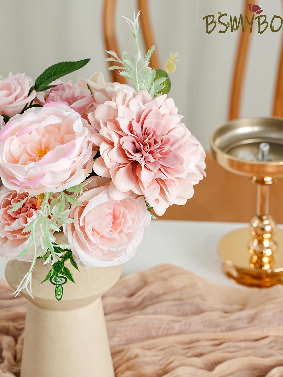 BSMYBO Roses Artificial Flowers Combo Pink Flower Bouquets Box with Stems for DIY Bridal Wedding Bouquets, Baby Shower Decorations Fake Floral Arrangements Table Centerpieces Home Decor Indoor
