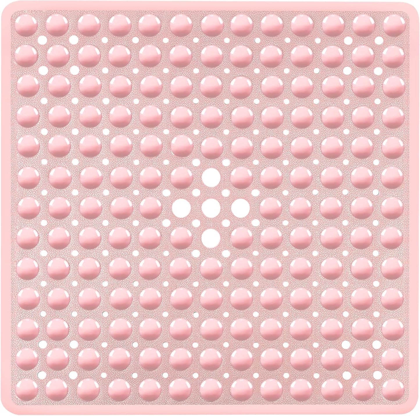 Pink Square Shower Bathtub Mat Non Slip 21x21 Inch, Soft Bath Mat for Inside Shower Tub, Shower Stall Mats for Bathroom Floor with Big Suction Cups Drain Holes, Easy Washable Dry, BPA-Free