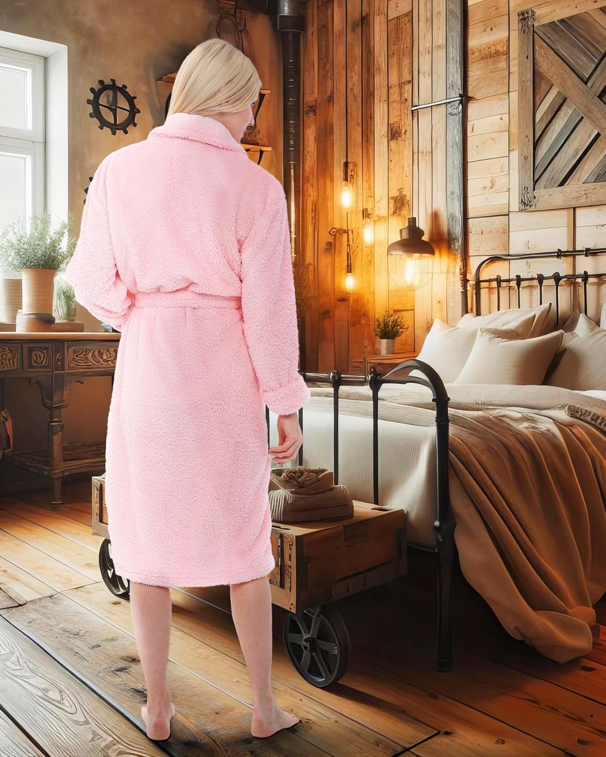 Alexander Del Rossa Women's Plush Fleece Robe, Warm Shaggy Bathrobe