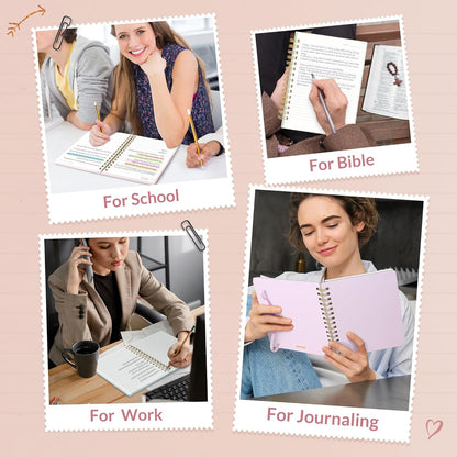 SUNEE Journaling Notebooks, A5 Lined Spiral Notebook for Women, 146 Pages College Ruled Hardcover Notebook for Work, Note Taking, Journaling and Office School Supplies, A5 - Pink