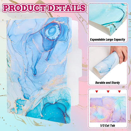 Whaline 24 Pack Marble File Folders Letter Size Pink Blue Marble Decorative File Pockets with 1/3 Cut Tab for Home Office Classroom Supplies, 8.9 x 11.6 Inch