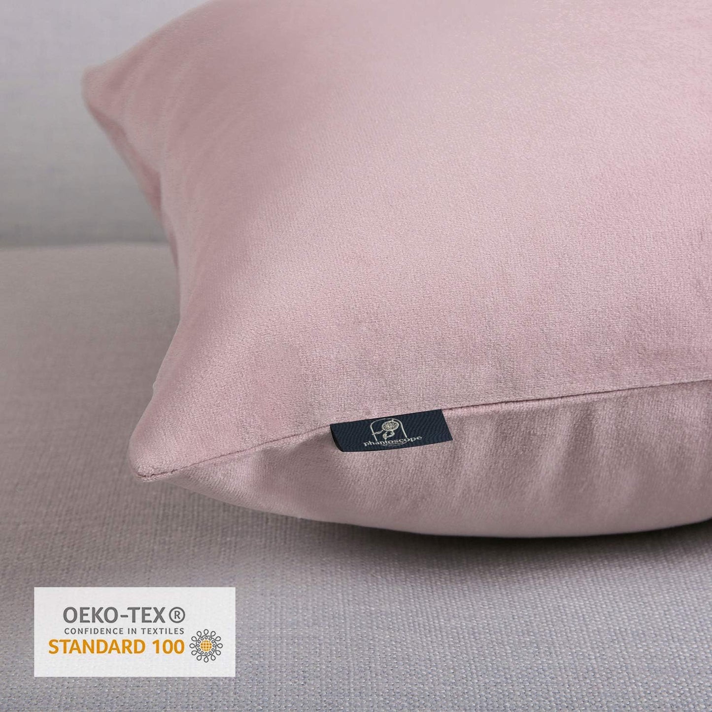 Phantoscope Pack of 2 Velvet Decorative Throw Decorative Pillow Cover Soft Solid Square Cushion Case for Couch Light Pink 18 x 18 inches 45 x 45 cm