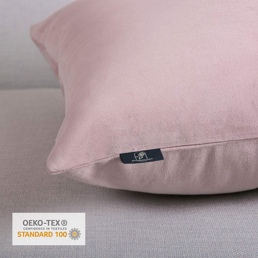 Phantoscope Pack of 2 Velvet Decorative Throw Decorative Pillow Cover Soft Solid Square Cushion Case for Couch Light Pink 18 x 18 inches 45 x 45 cm