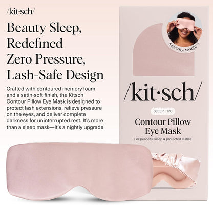 Kitsch Contour Pillow Eye Mask – Softer Than Silk Eye Masks for Sleep, Blindfold Sleep Masks for Women & Men, No Eye Pressure, Lightweight, Eye Care, Travel Essentials - Blush