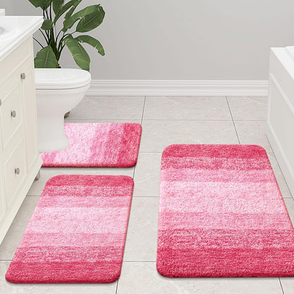 Arotive Microfiber Bathroom Rugs, Shaggy Soft and Absorbent Bath Rug, Non-Slip, Thick Plush Machine Washable Dry Bath Mats for Bathroom, Tub and Shower, 36x24, Pink, Rectangular