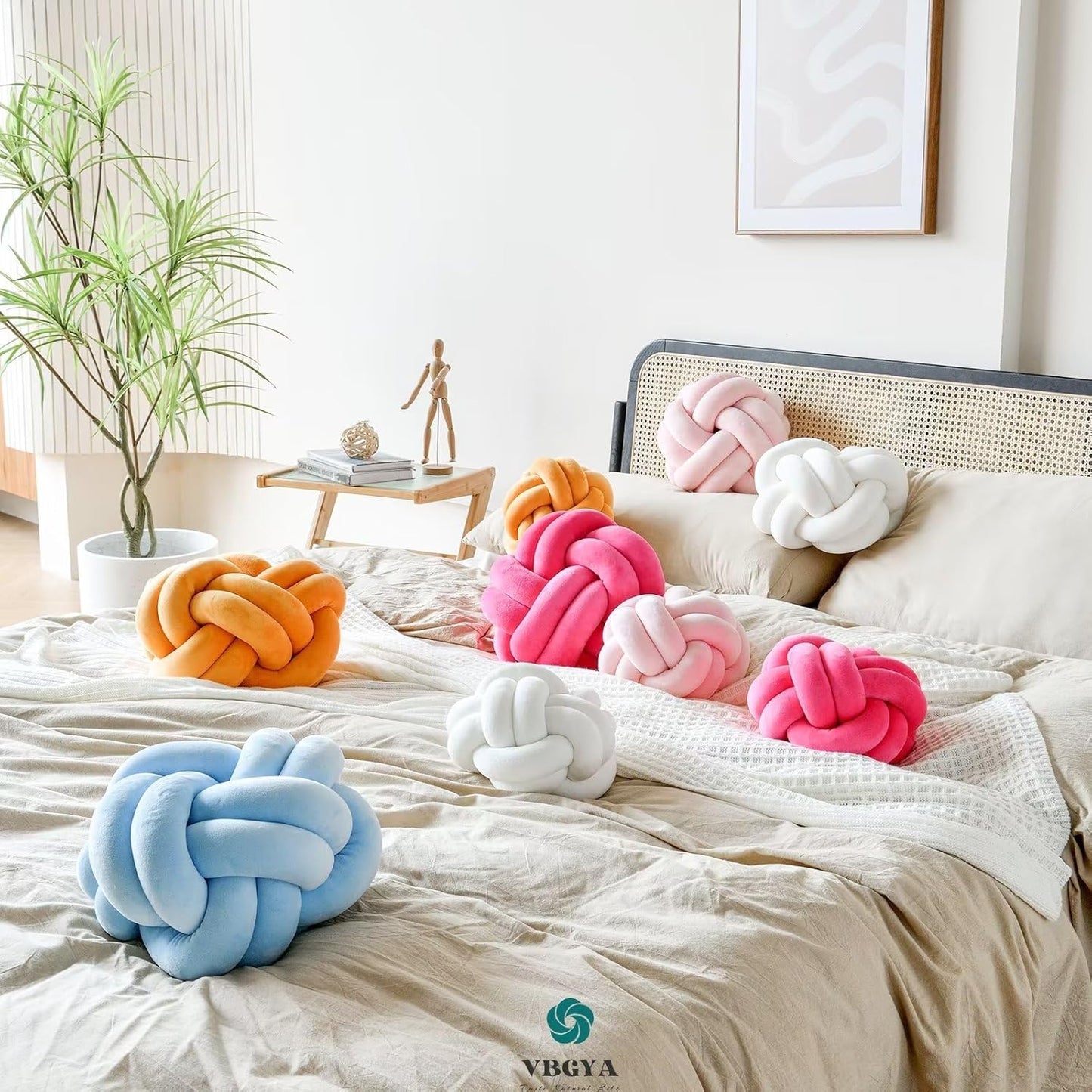 Knot Pillow Ball, Soft Home Decorative Throw Pillows Cushion, Round Changeability Knotted Pillows, Modern Home Handmade Cushions for Bedroom, Sofa, Couch (8 Inch, Light Pink)