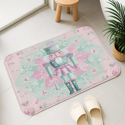 Pastel Floral Quick Dry Bath Mat, Elegant Peach Roses Leaf Absorbent Non Slip Shower Mat, Spring Decorative Flannel Washable Bath Rugs for Bathroom Toilet Restroom 16x24 Inch