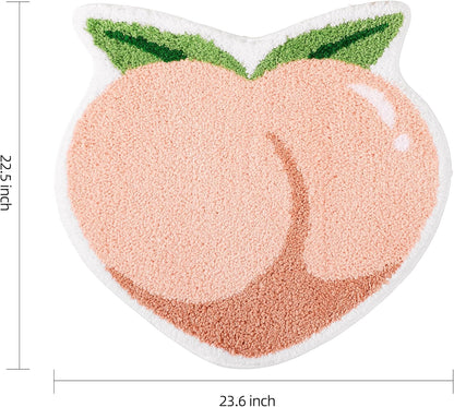 FROZZUR Pink Peach Bath Mat, Bath Mats for Bathroom Fruit Shaped Bathtub Rug Bathroom Tub Plush Shower Rugs Washable Non Slip