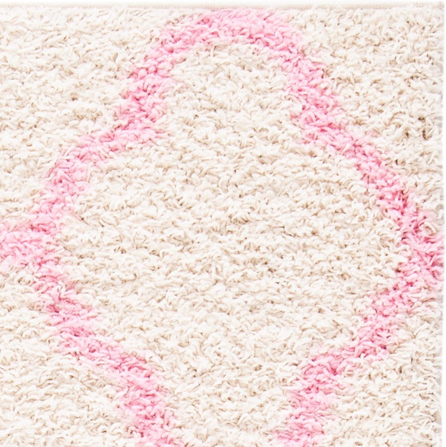 SAFAVIEH Dallas Shag Collection Area Rug - 6' x 9', Ivory & Light Pink, Trellis Design, Non-Shedding & Easy Care, 1.5-inch Thick Ideal for High Traffic Areas in Living Room, Bedroom (SGD257P)