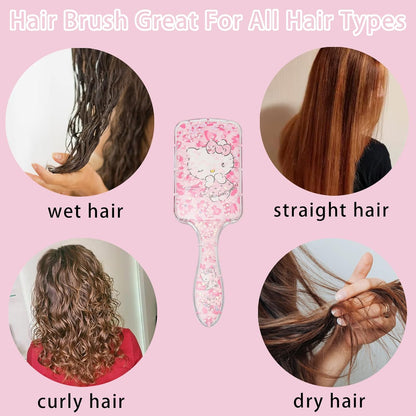 Cute Hair Brush for Women & Girls, Glide Through Tangles with Ease for Thick Curly Thin Long Short Dry & Wet Hair (Pink)
