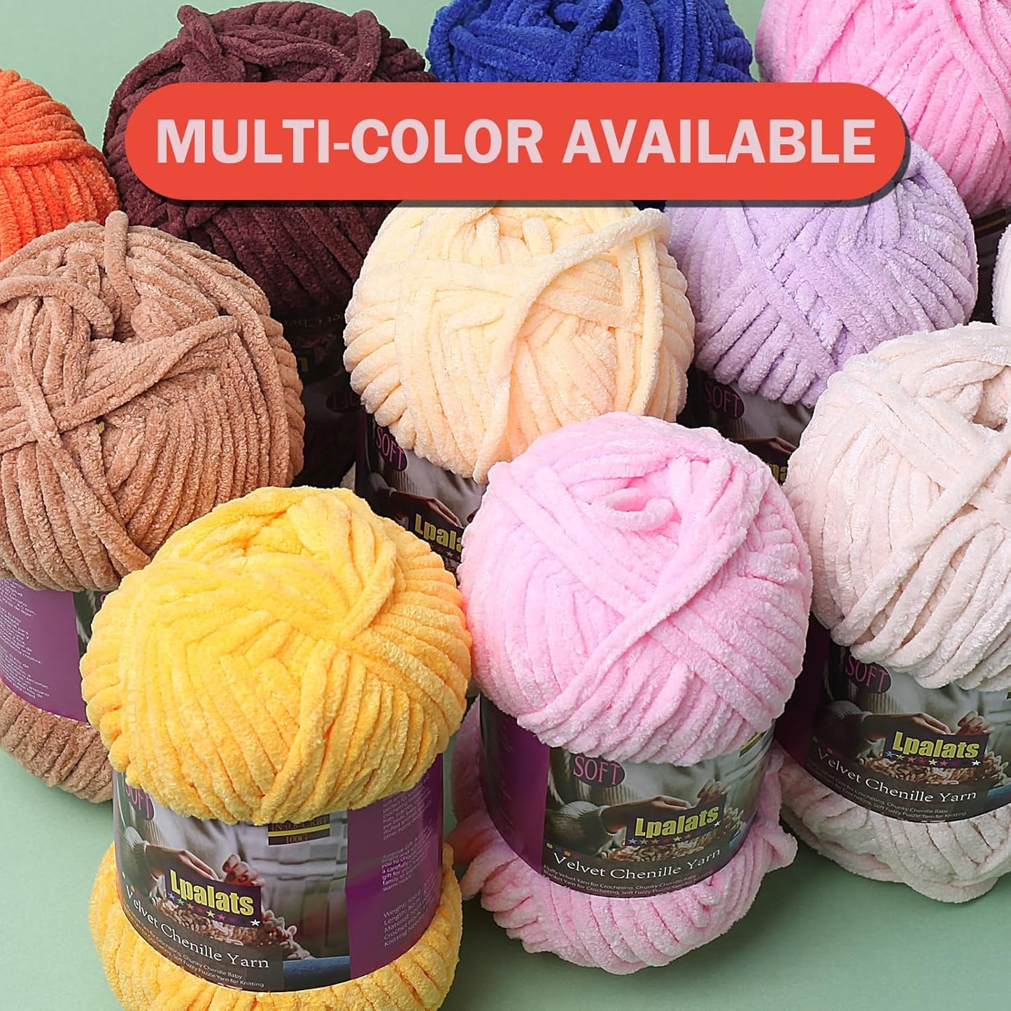 Baby Blanket Yarn for Crocheting Soft - 3 Pack of 100g/3.5oz Chunky Chenille Yarn for Knitting Blankets Amigurumi - #6 Super Bulky - 261 Yards Thick Plush Yarns (3, Pale Pink)