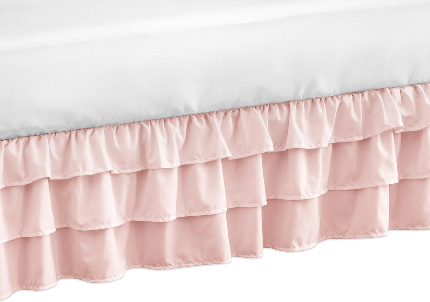 Solid Color Blush Pink Shabby Chic Girl Ruffled Crib Bed Skirt Dust Ruffle for Harper Collection by Sweet Jojo Designs