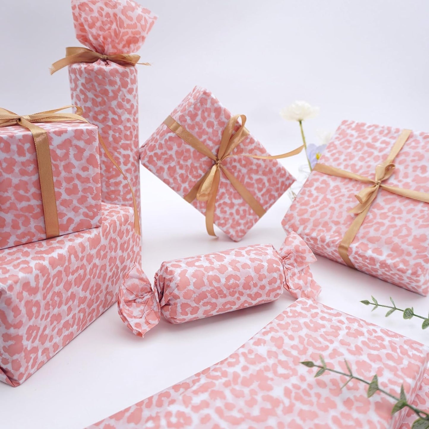 Pink Leopard Wrapping Paper 60 Sheets 20x14in uitable for Birthdays, Thanksgiving, Halloween, Christmas and Other Holidays and Party Gift Packaging. ﻿ (Pink)