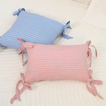vctops Pack of 2 Cotton Stripe Decorative Throw Pillow Covers 12x20 Inch Boho Bow Lumbar Cushion Cover Pillowcase Modern Farmhouse Home Decor for Sofa Bedroom Couch (Light Pink,12"x20")