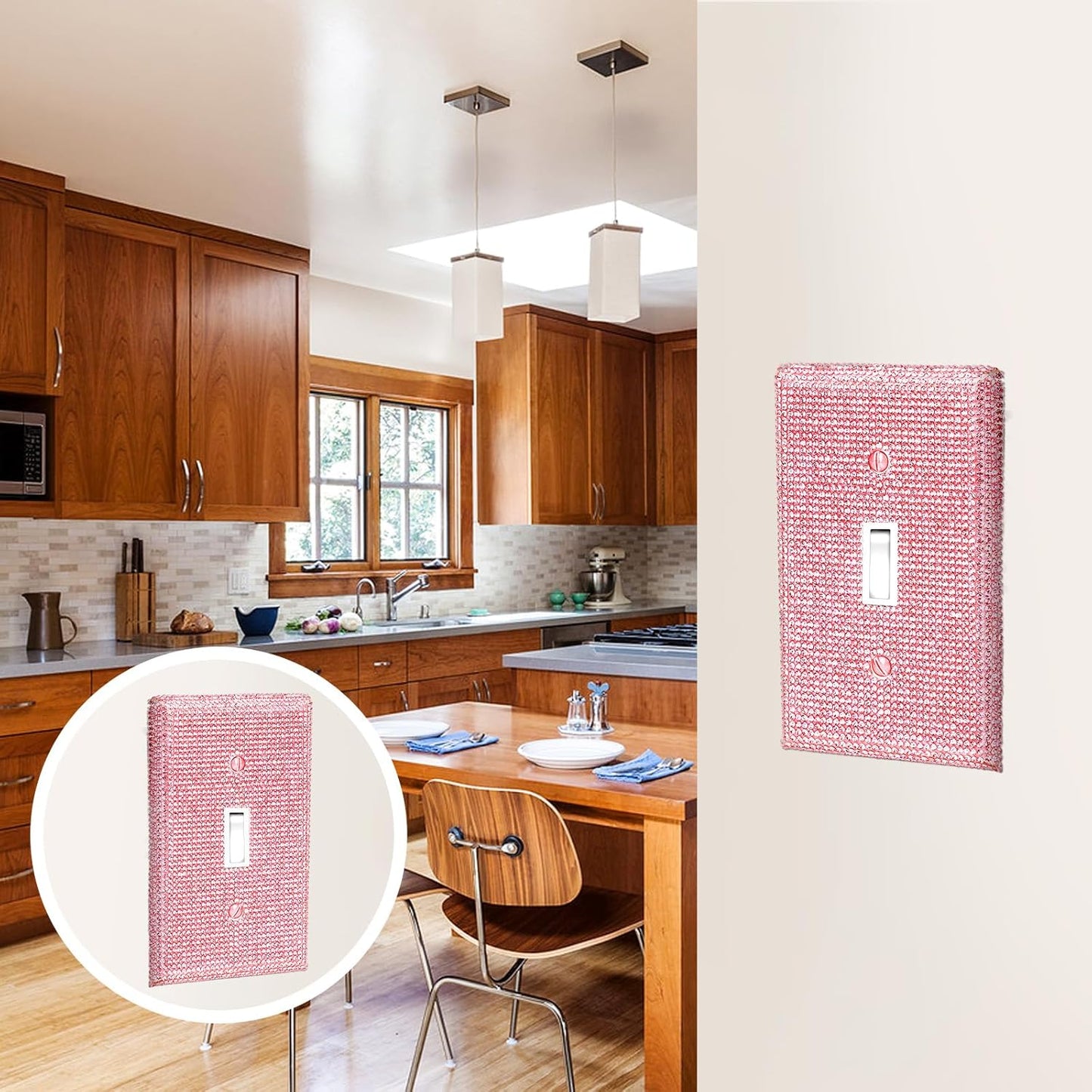 Pink Shiny Rhinestones Wall Plate Cover Bling Light Switch Cover Plate Shiny Pink Rhinestones Wall Plates Outlet Covers Light Switch Decorative Covers