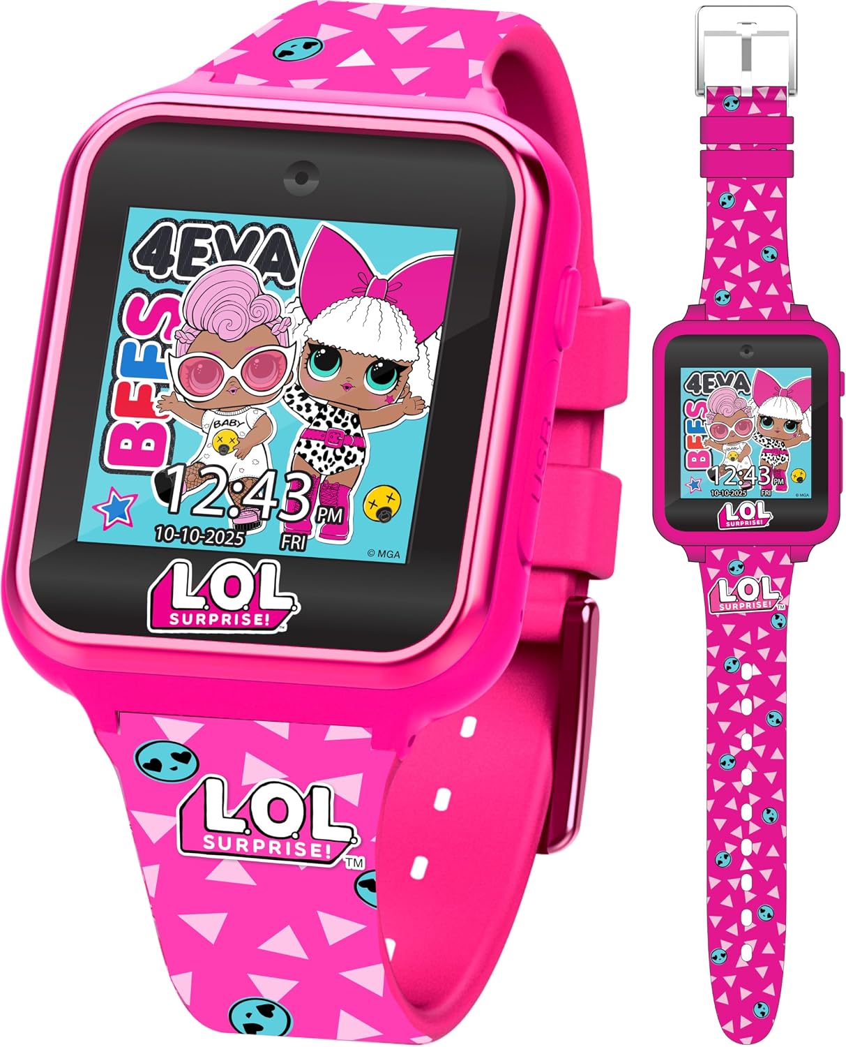 Accutime LOL Surprise Touchscreen Exclusive Pink Smartwatch for Kids – Engaging Educational Games, Step Counter, Camera, Alarm & More – Fun & Interactive Timepiece (LOL4264AZ)