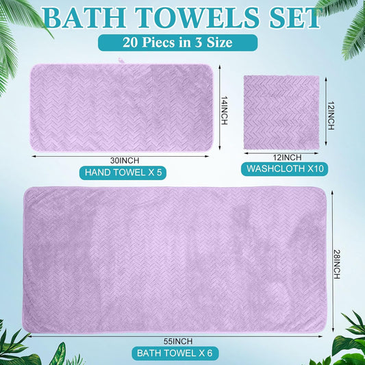 Mixweer 16 Pieces Bath Towels Set Quick Dry Towel Set for Bathroom Included 4 Bath Towels 4 Hand Towel and 8 Washcloths Absorbent Bathing Coral Velvet Washcloth for Shower Spa Hotel (Macaron Color)