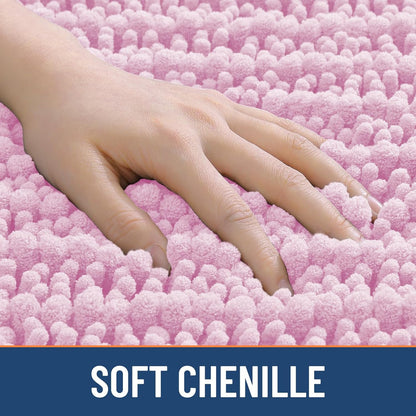 Smiry Bathroom Rugs Mat 24x16, Extra Soft Absorbent Chenille Bath Rugs, Non Slip Rubber Backing Machine Washable Quick Dry Bath Mats for Bathroom Floor, Tub, Shower, Home Decor Accessories, Pink