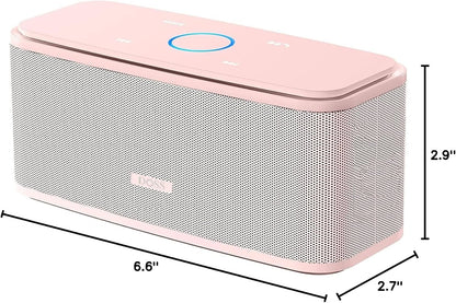 DOSS SoundBox Touch Wireless Bluetooth Speaker-12W HD Sound with Rich Bass, IPX5 Waterproof, 20H Playtime, Handsfree, for Gatherings, Home, Office, Outdoor, Travel-Light Pink