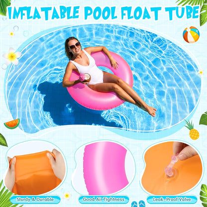 6 Pcs Inflatable Pool Floats Adult Inflatable Swimming Rings Bulk Pool Floats Inner Tubes Raft for Beach, Summer, Holiday, Bachelorette Party Decorations
