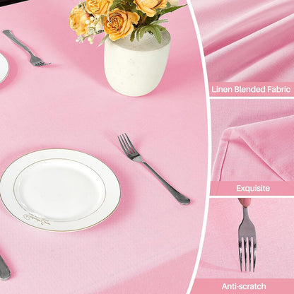 IVAPUPU Textured Linen Table Cloth for Rectangle Tables - Pink Tablecloths Rectangular Waterproof Wrinkle Free Wipeable Dining Table Cover for Spring Wedding Birthday Valentines Decor, 52 x 70 Inch