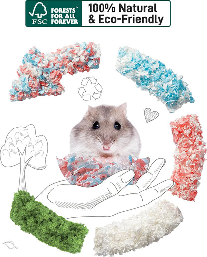 BUCATSTATE Hamster Bedding 70L, 99% Dust-Free Guinea Pig Bedding Odor Control Paper Bedding, Cozy Small Animal Bedding for Rabbit Rat Syrian Dwarf Hamsters Gerbils (Pink)