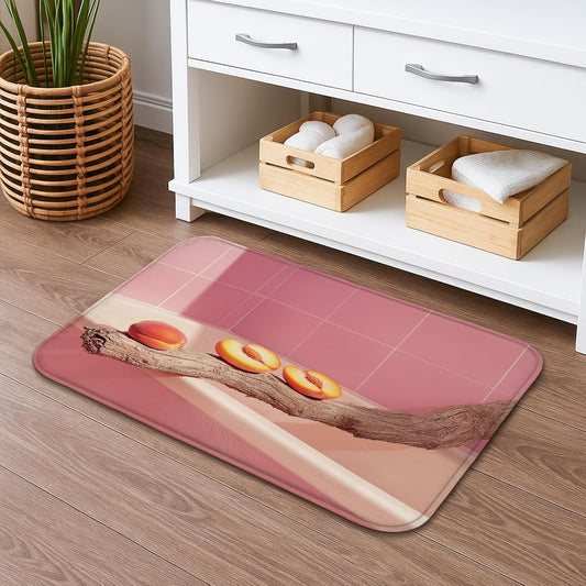 Peach Blossom Quick Dry Bath Mat, Modern Abstract Peach Leaves Absorbent Non Slip Shower Mat, Summer Memory Foam Washable Bath Rugs for Bathroom Toilet Restroom Decorative 20x32 Inch