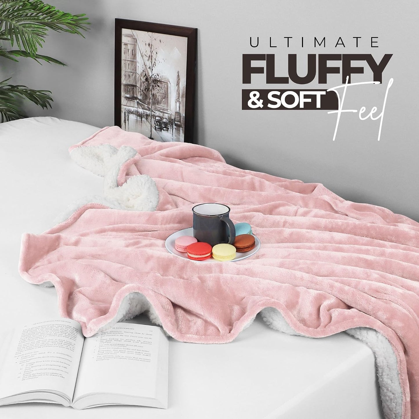 Utopia Bedding Sherpa Blanket Full Size (Pink, 90x84 Inches) - Soft Lightweight Plush Fleece Reversible Blanket for Bed, Sofa, Couch, Camping and Travel