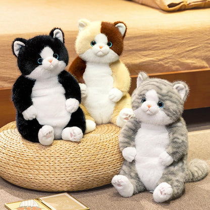 PEACH CAT Cat Stuffed Animal 14" Cute Kitten Plushies Soft Plush Toys Gifts for Kids Grey