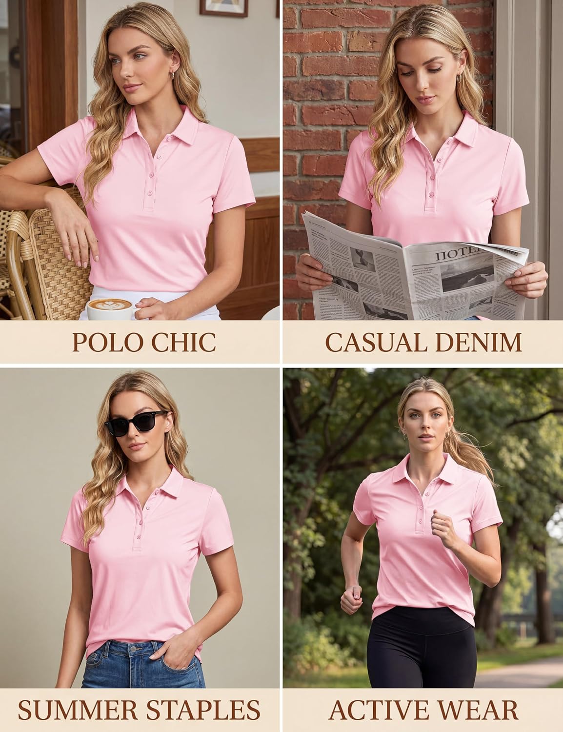 TACVASEN Women's Golf Polo Shirts Short Sleeve UPF 50+ Sun Protection Golf Shirts for Women Quick Dry Collared Polos