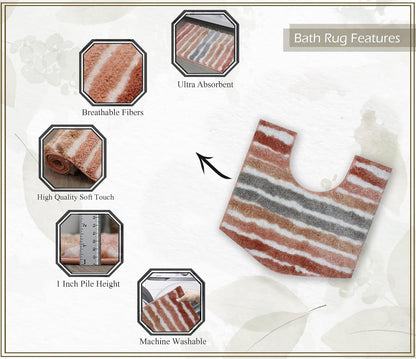 Home Weavers Luxury Toilet Rugs U-Shaped 20x20, Extra Soft and Absorbent Microfiber Bathroom Rugs, Non-Slip Plush Shaggy Bath Mat, Machine Wash Dry, Contour Bathroom Mats for Toilet Base, Coral