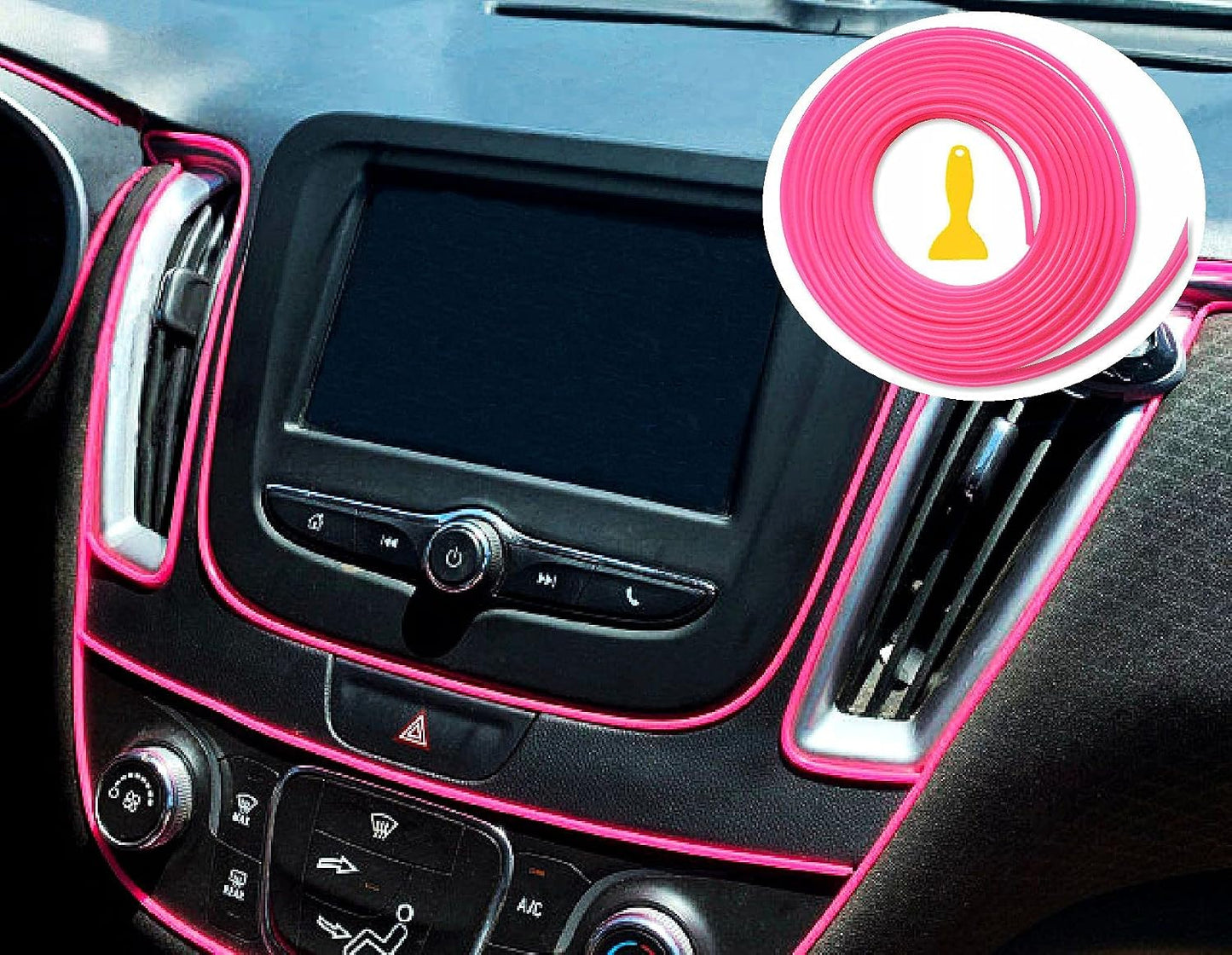 TIKUN TECH Pink Car Interior Decorative Molding Door Panel Gap Trim Strip (23Ft)