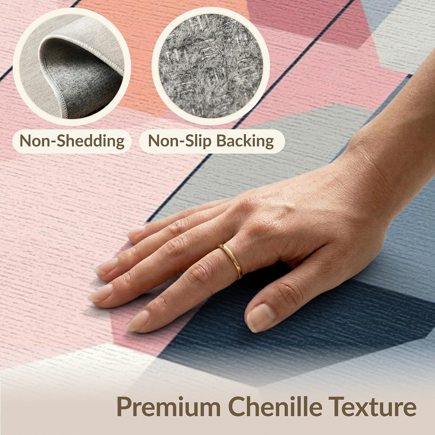4'x6' Washable Abstract Color Block Accent Rug, Peach Non-Shedding Small Carpet Pet Friendly & Kids Safe Play Mat for Playroom, Bedroom, Reading Nook | Ref:2191346