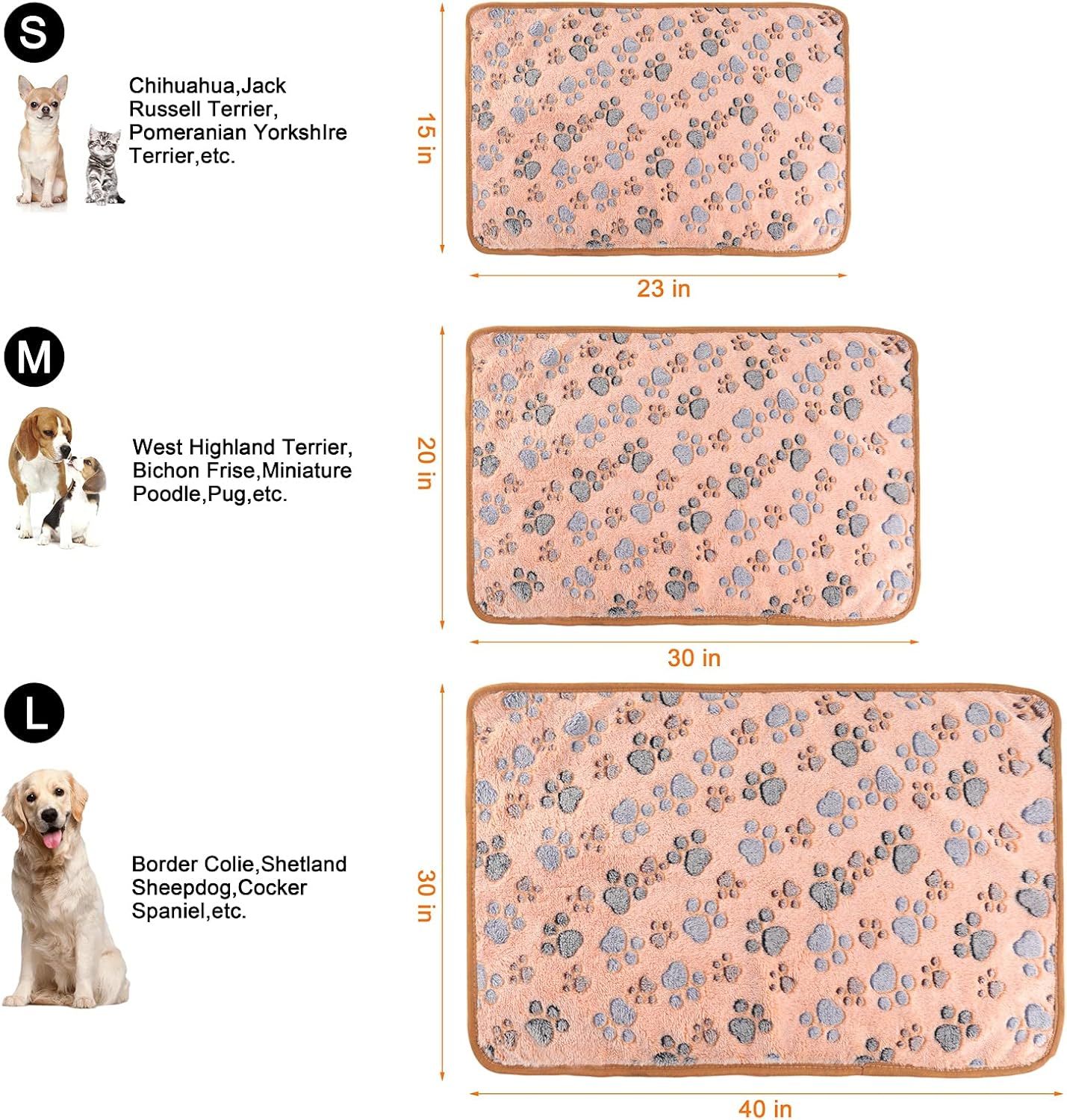 MIWOPET 3 Pack Cat and Dog Blanket Soft & Warm Fleece Flannel Sleep Mat, Great Pet Throw for Puppy, Kitten,Cats,Small Dogs (Small 23" x 15")