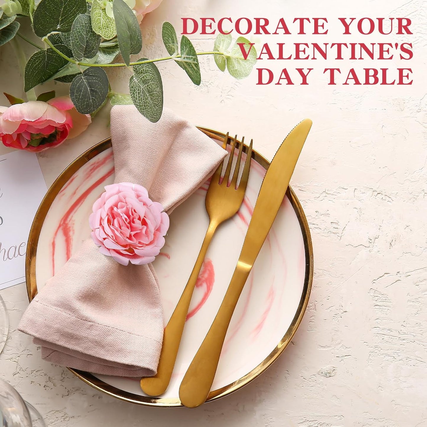 Yunsailing 24 Pcs Flower Napkin Rings Peony Floral Handmade Napkin Holder Rings Handicraft Holder for Table Decorations Wedding Holiday Banquet Luncheons Birthday Party Picnics Supplies(Pink)