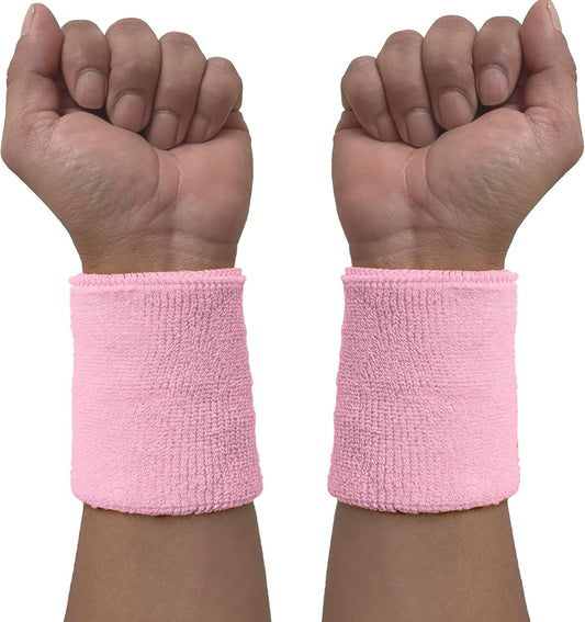 COUVER 4" Tall Wrist Sweatband - Plain Solid Color Soft Cotton Terry Cloth Sport Wristband 1 Pair