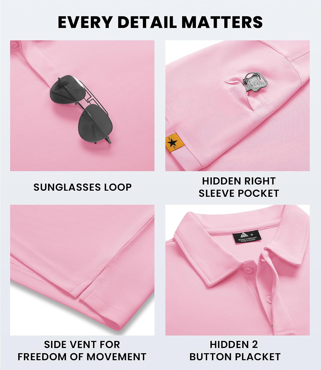 V VALANCH Mens Polo Shirts Short Sleeve Moisture Wicking Golf Polo Athletic Collared Shirt Tennis T-Shirt Tops