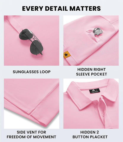 V VALANCH Mens Polo Shirts Short Sleeve Moisture Wicking Golf Polo Athletic Collared Shirt Tennis T-Shirt Tops