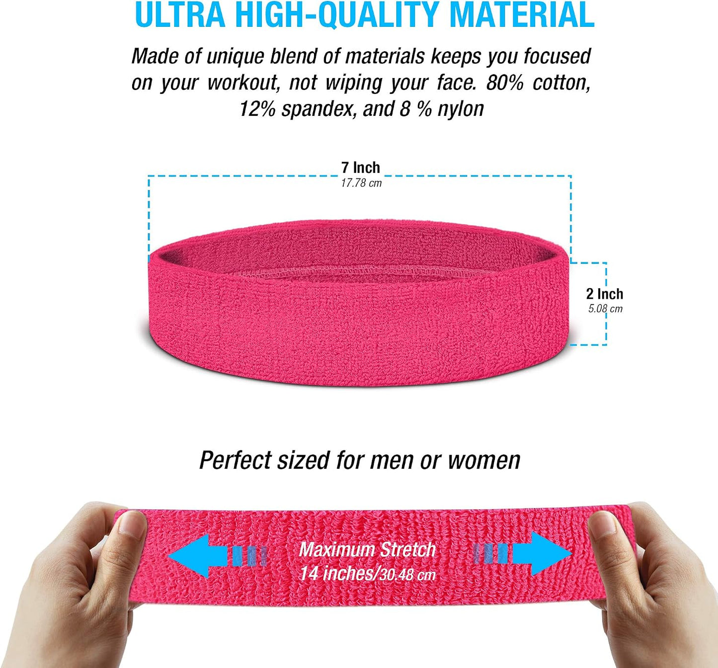 Suddora Sweatbands Set, Moisture Wicking 2 Wristbands and 1 Headband, Breathable Terry Cloth Athletic Bands for Basketball, Tennis, Yoga, Gym, Sweat Bands for Costumes and Cosplay