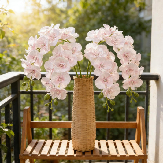 HCTCPALS Artificial Flowers for Outdoors 6 Pcs Orchids Plant Realistic Silk Fake Flowers for UV Resistant Faux Plants Outdoor Indoor Outside Front Porch Hanging Planter Decoration-38" Pink