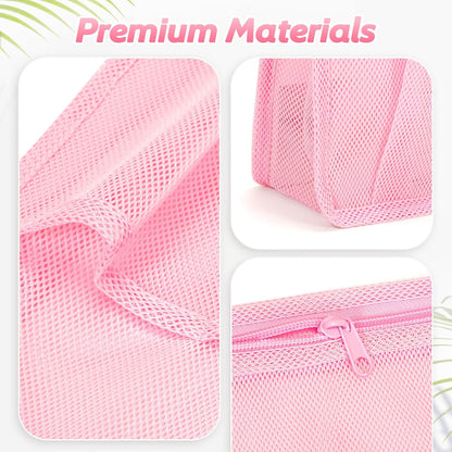 famichan Mesh Shower Caddy Portable, Gym Travel Camp Dorm Room Essentials for Women and College Girl, Pink Bathroom Shower Bag