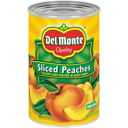 DEL MONTE Yellow Cling Sliced Peaches in Heavy Syrup, Canned Fruit, 15.25 oz Can