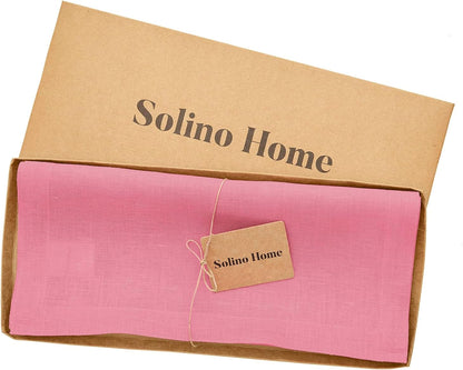 Solino Home Linen Table Runner 72 Inches Long - 100% Pure Linen Pink Carnation Table Runner 14 x 72 Inch for Summer - Fete